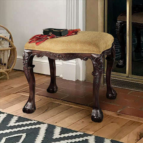 French Baroque Upholstered 4 Leg Bench - Sculptcha