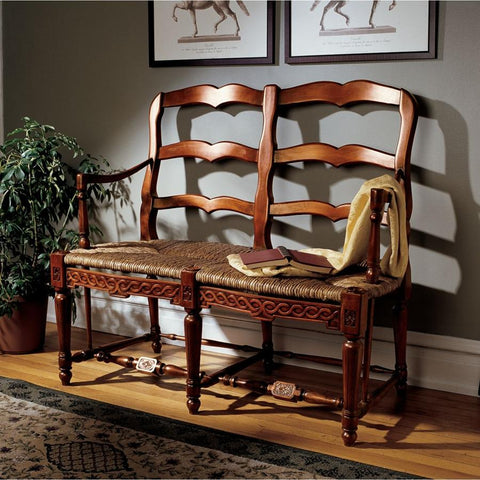 Provincial French Ladderback Settee - Sculptcha
