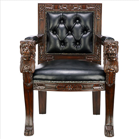 Beardsley Leather Lion Chair - Sculptcha