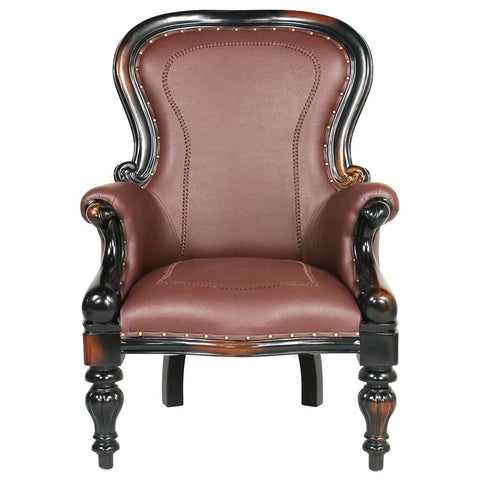 Rococo Wing Chair W/ Faux Leather - Sculptcha