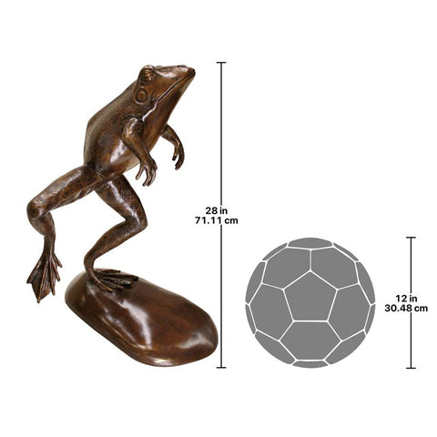 Giant Leaping Frog Bronze Statue - Sculptcha
