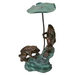 Lily Pad Umbrella Frogs Bronze Statue - Sculptcha