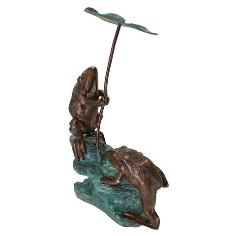 Lily Pad Umbrella Frogs Bronze Statue - Sculptcha