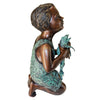 Image of New Friend Boy With Frog Bronze Statue