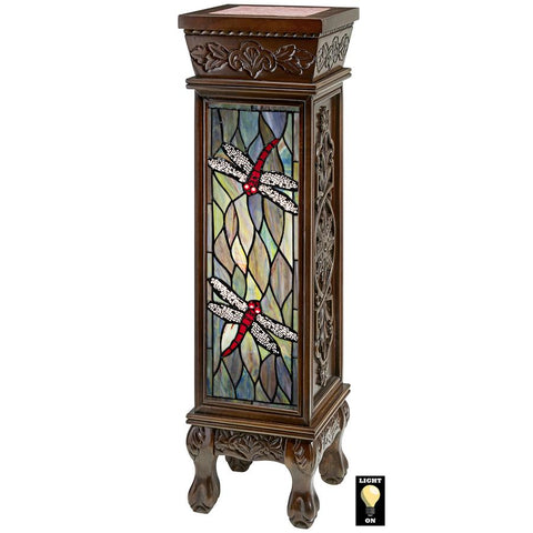 Dragonfly Stained Glass Pedestal