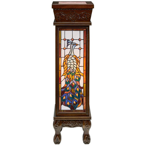 Peacock Stained Glass Pedestal