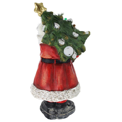 Santa With A Sparkling Tree Statue