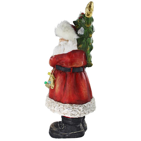Santa With A Sparkling Tree Statue