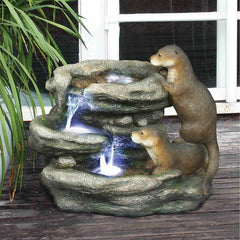 Bright Water Otters Garden Fountain