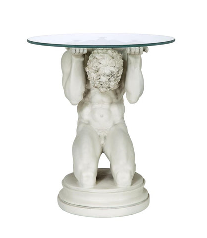 Neoclassical Male Glass Topped Table