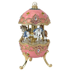 Horse Carousel Enameled Egg Music Box