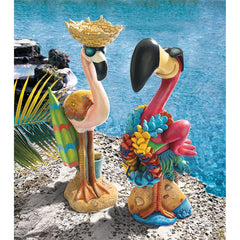 S/2 Birds Of Paradise Flamingo Statues