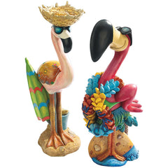 S/2 Birds Of Paradise Flamingo Statues