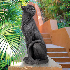 Pensive Panther Black Jaguar Statue