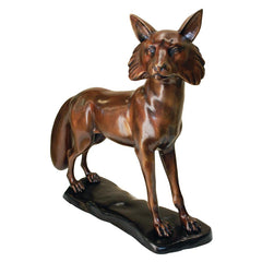 The Wary Standing Fox Bronze Statue