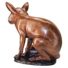 The Observant Sitting Fox Bronze Statue