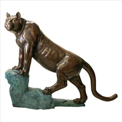 Cougar On A Rock Bronze Statue