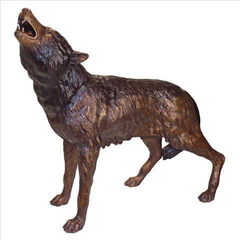 The Howl Of The Wild Wolf Bronze Statue