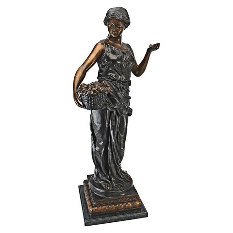 Maiden With Flower Basket Bronze Statue