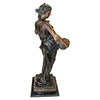 Image of Maiden With Flower Basket Bronze Statue