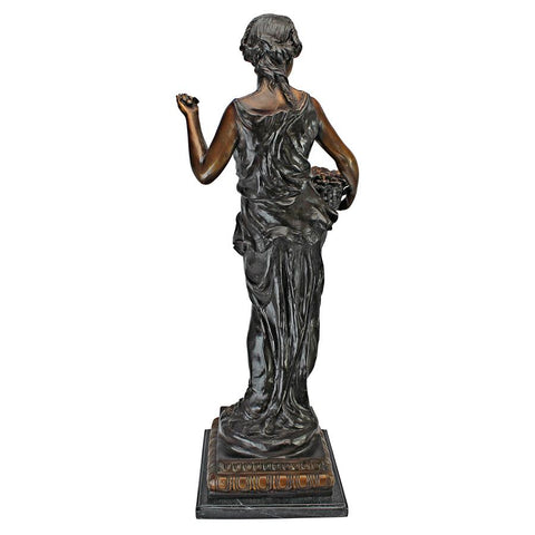 Maiden With Flower Basket Bronze Statue