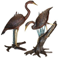 S/2 Herons In Reeds Bronze Statues