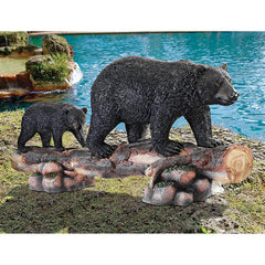 Mother Black Bear And Cub Statue