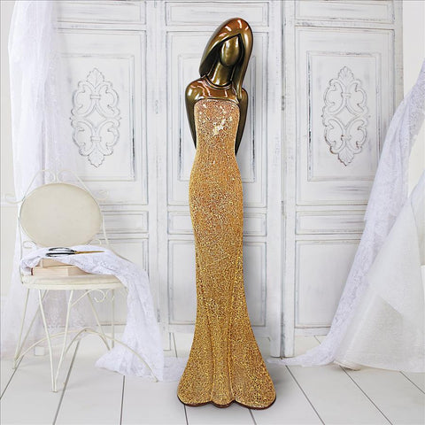 Woman In Gold Dress Floor Lamp