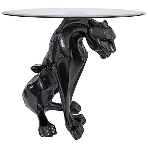 Black Jaguar Glass Top Table