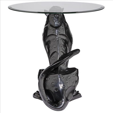 Black Jaguar Glass Top Table