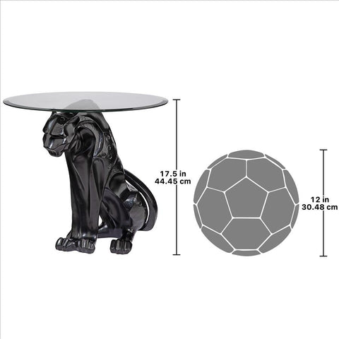 Black Jaguar Glass Top Table