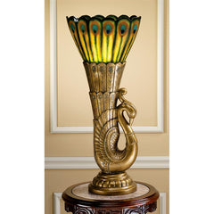 Art Deco Peacock Torchiere Lamp