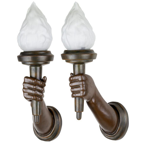 Set Of 2 Neoclassical Arm Torch Sconces