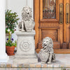 Image of S/2 CLASSIC LIONS WITH SHIELDS SENTRY STATUES