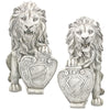 Image of S/2 CLASSIC LIONS WITH SHIELDS SENTRY STATUES