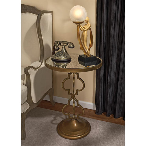 BACALL ART DECO MIRRORED ACCENT TABLE