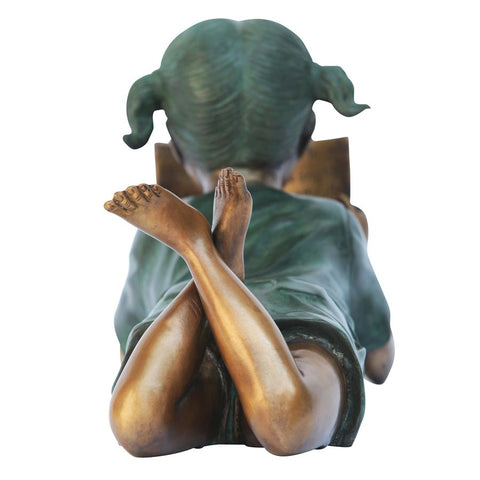 BOOKWORM GIRL READER BRONZE STATUE