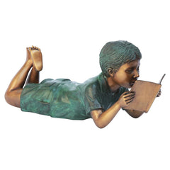 Bookworm Boy Reader Bronze Statue