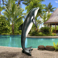 Large Leaping Sea Dolphin Statue