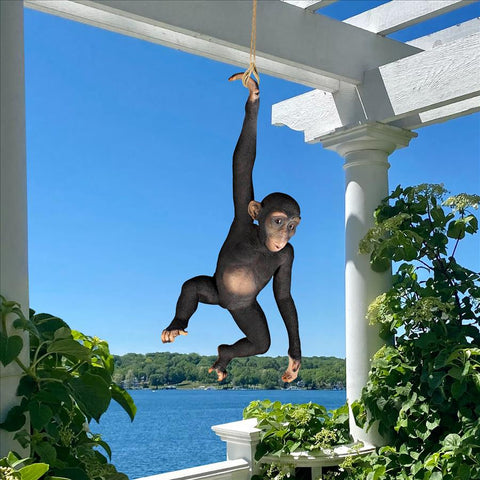 Hanging Chimp Jungle Monkey Statue