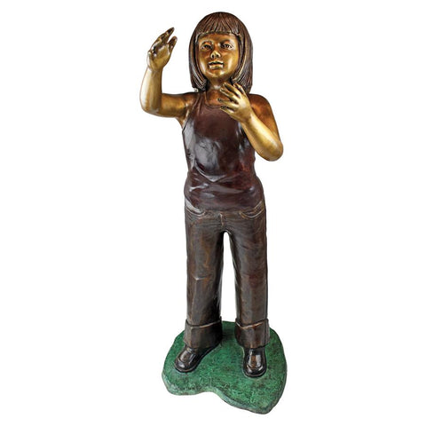 Preening Equestrian Girl Bronze Statue