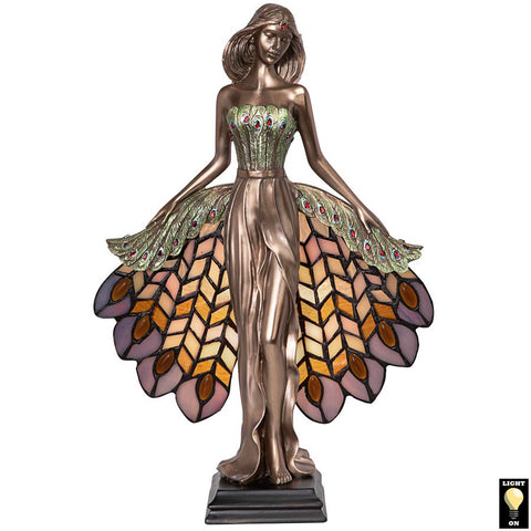 Peacock Priestess Stained Glass Lamp
