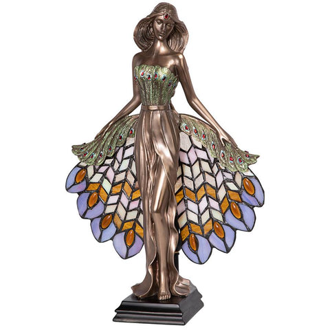 Peacock Priestess Stained Glass Lamp