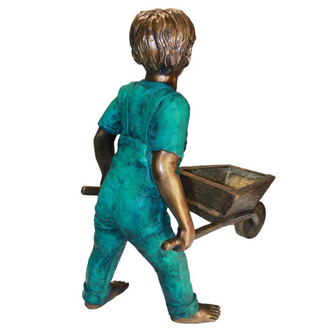 Wheelbarrow Willie Bronze Boy Statue