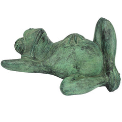 Spitting Lazy Frog Verdi Brozne Statue