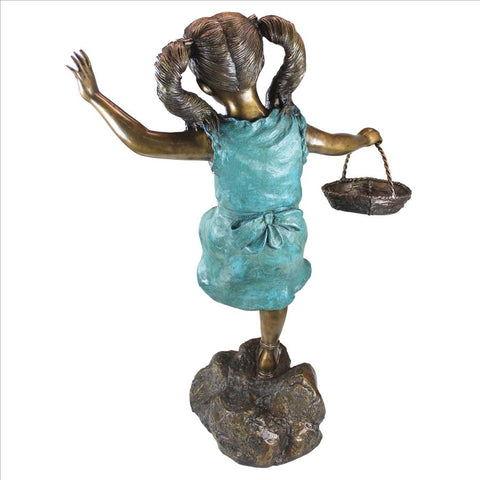 Skipping Flower Girl With Basket Bronze