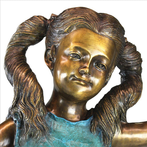 Skipping Flower Girl With Basket Bronze