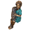 Image of Puppy Kisses Girl With Dog Bronze