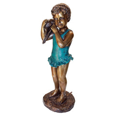 Sea Shell Sounds Standing Girl Bronze