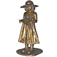 Beulahs Sundress Girl Reading Bronze